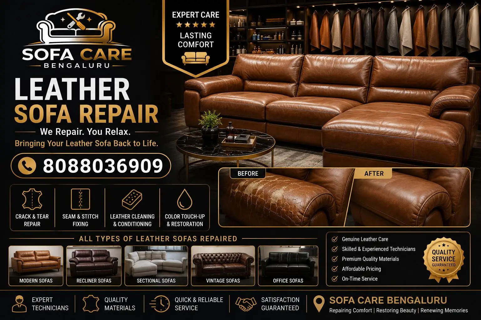 Premium Leather Sofa Repair Services in Bengaluru by Sofa Care Bengaluru
