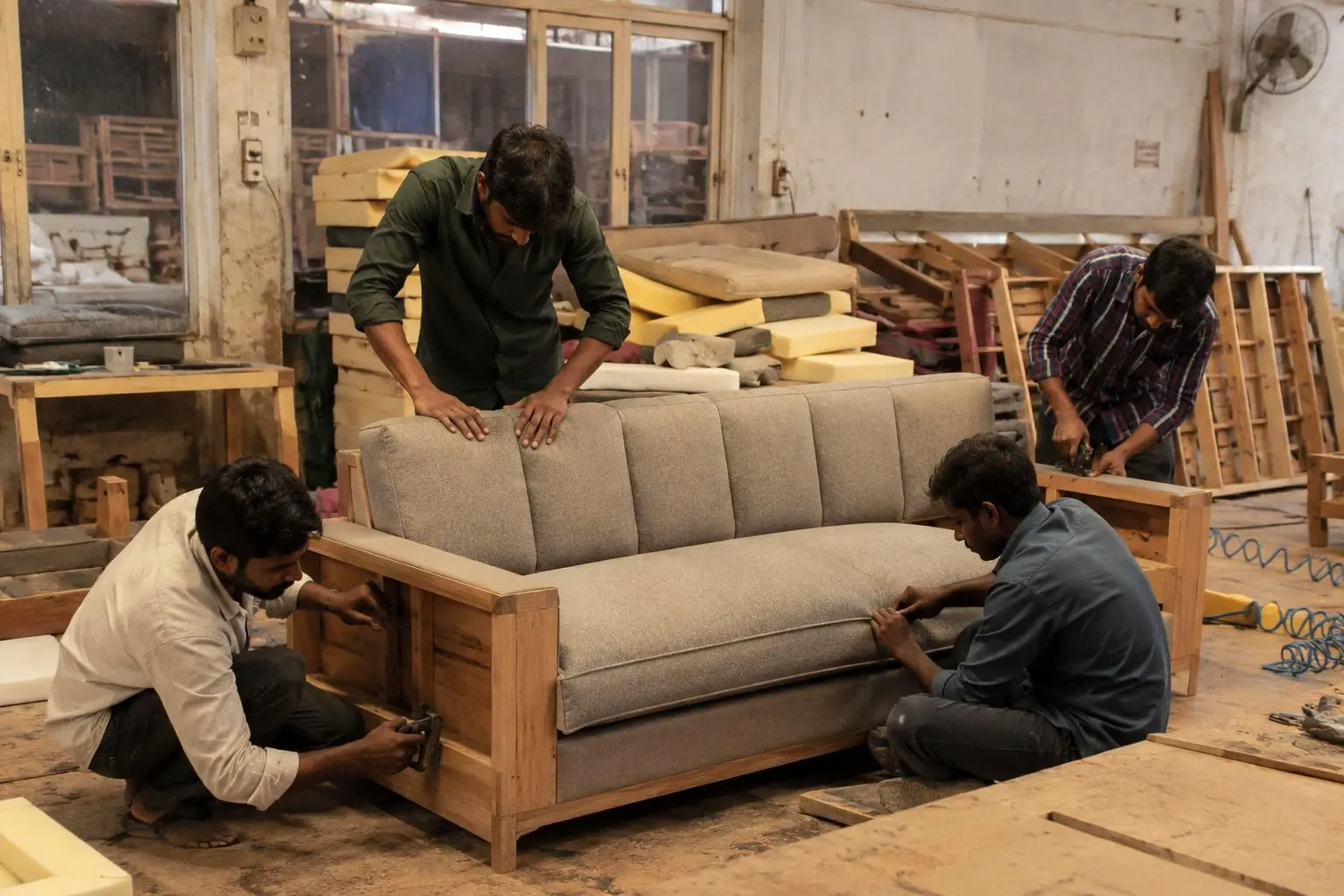 Custom luxury sofa manufacturing service in Bengaluru with modern premium sofa design, high-quality upholstery, stylish interior furniture, and handcrafted sofa solutions by Sofa Care Bengaluru.