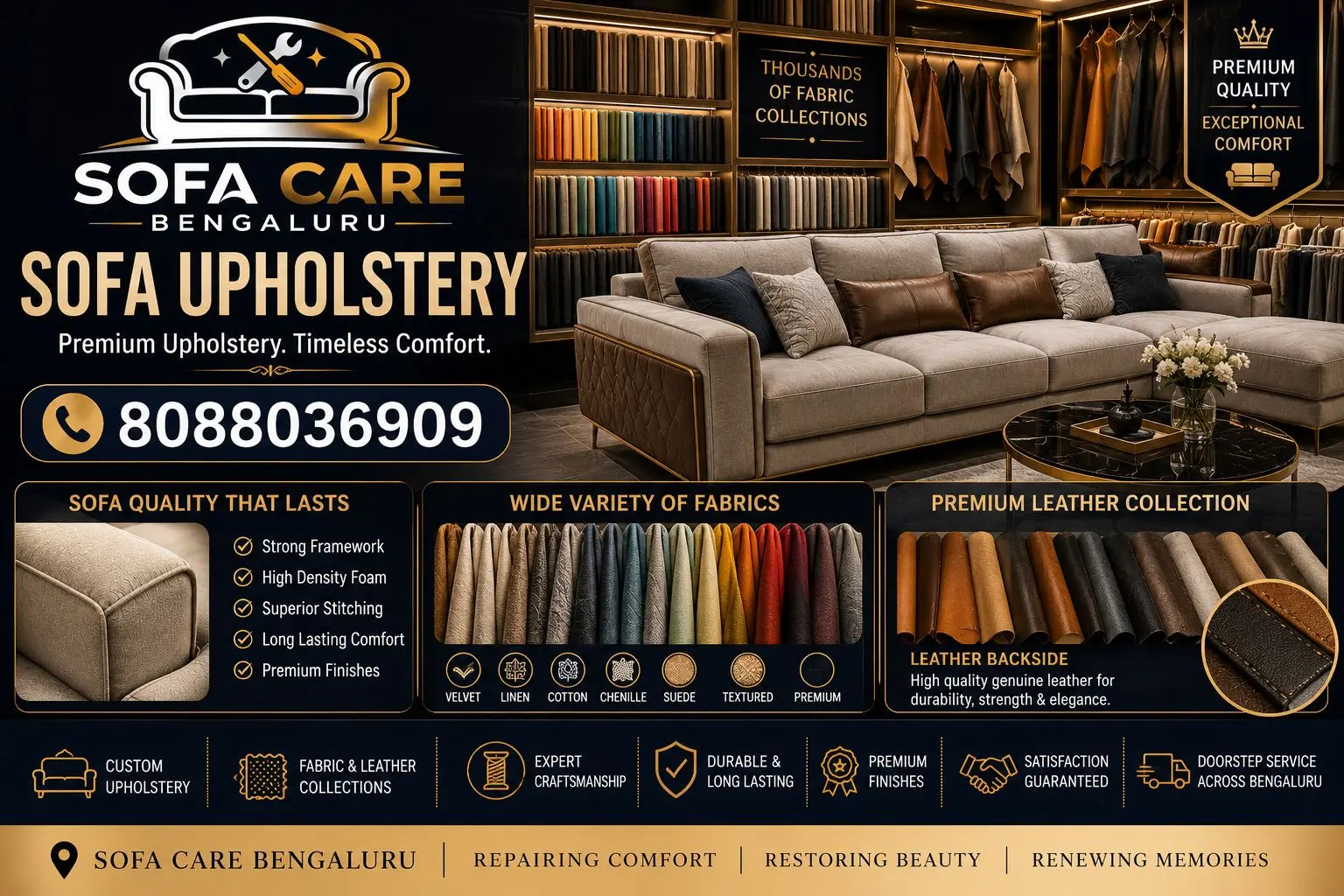 Professional Sofa Upholstery in Bengaluru